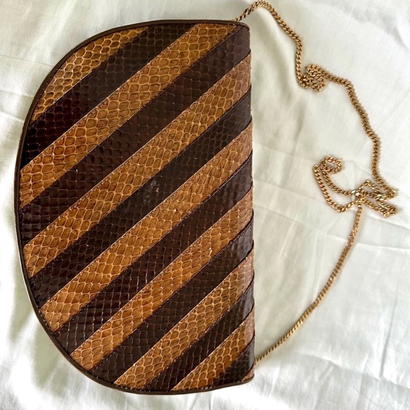 Genuine Snake Skin Brown Leather Clutch purse - Picture 8 of 8